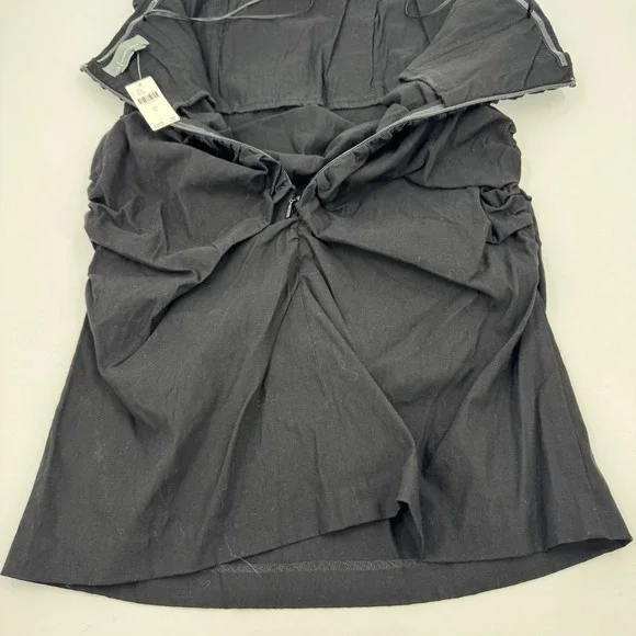 Anthropologie Black Strapless Dress Ruched Bodycon Mini Dress Size L - Picture 15 of 16